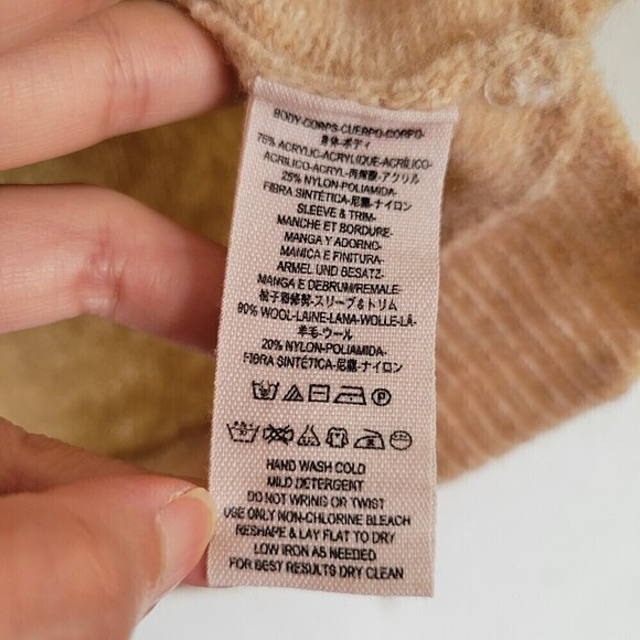 Free People Tabbard Pullover Long Sleeve Wool Knit Sweater Tan Cream Size XS - Picture 12 of 14